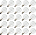 Clear Globe G40 Replacement Bulbs for Outdoor String Lights - 5W 120V Fit E12 C7 Candelabra Screw Base Light Sockets, 1.5 Inch Size for Patio String Decor | 25 Pack