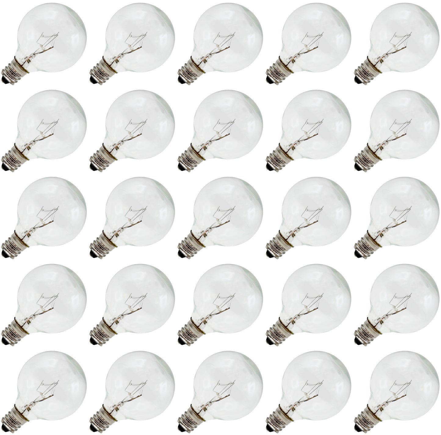Clear Globe G40 Replacement Bulbs for Outdoor String Lights - 5W 120V Fit E12 - glass