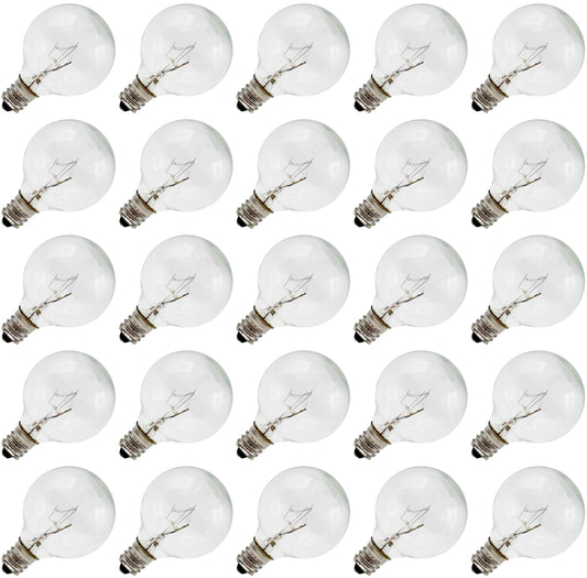 Clear Globe G40 Replacement Bulbs for Outdoor String Lights - 5W 120V Fit E12 - glass