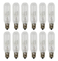 25W T6 Incandescent Tubular Bulbs, 120V, E12 Candelabra Base, Clear Glass, Warm White for Chandeliers, Signs & Display Cases