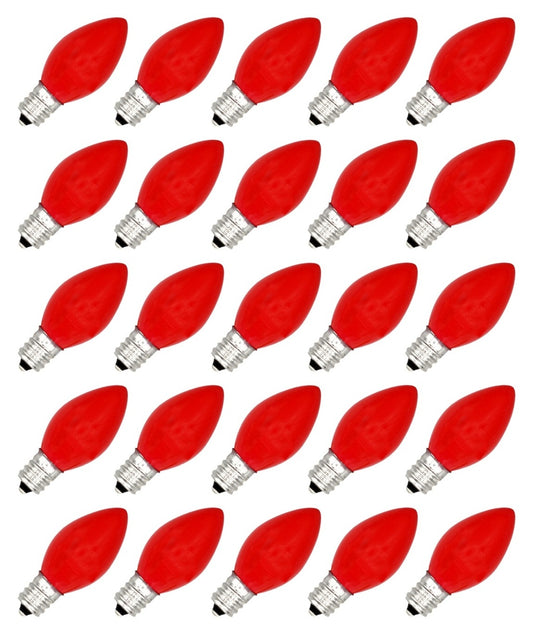 25 Pack C7 LED Red Replacement Light Bulbs for Christmas Light Strings, 0.7W - for night light