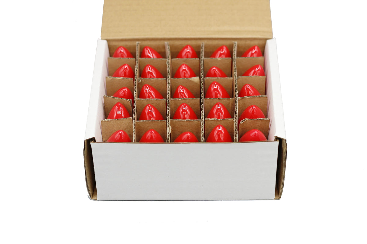 25 Pack C7 LED Red Replacement Light Bulbs for Christmas Light Strings, 0.7W - side view