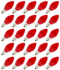 Ceramic Opaque Red, Box of 25 Light Bulbs, Steady Burning, 7 Watt, C7 Candelabra Base -Great for Night Lights, Decorative Lights and Christmas Strings