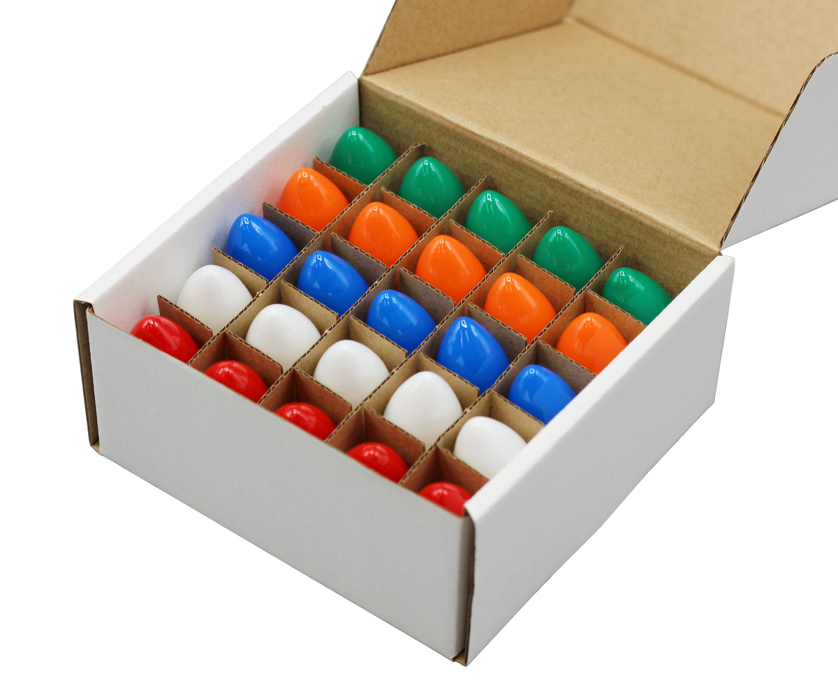 25 Pack C7 Multicolor Christmas Replacement Light Bulbs - C7, Steady Burning - - side view