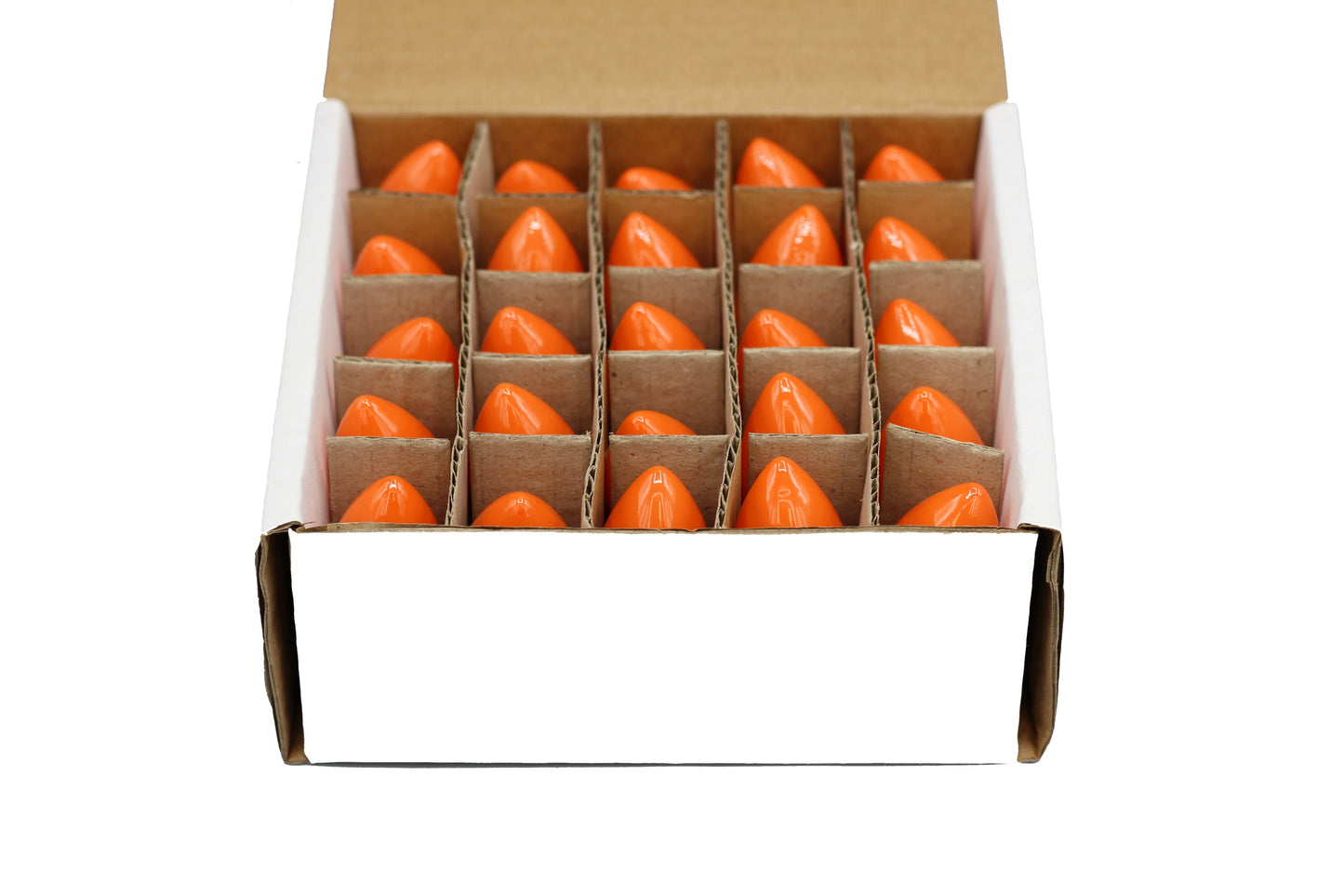 25 Pack C7 LED Orange Replacement Light Bulbs for Christmas Light Strings, 0.7W - side view