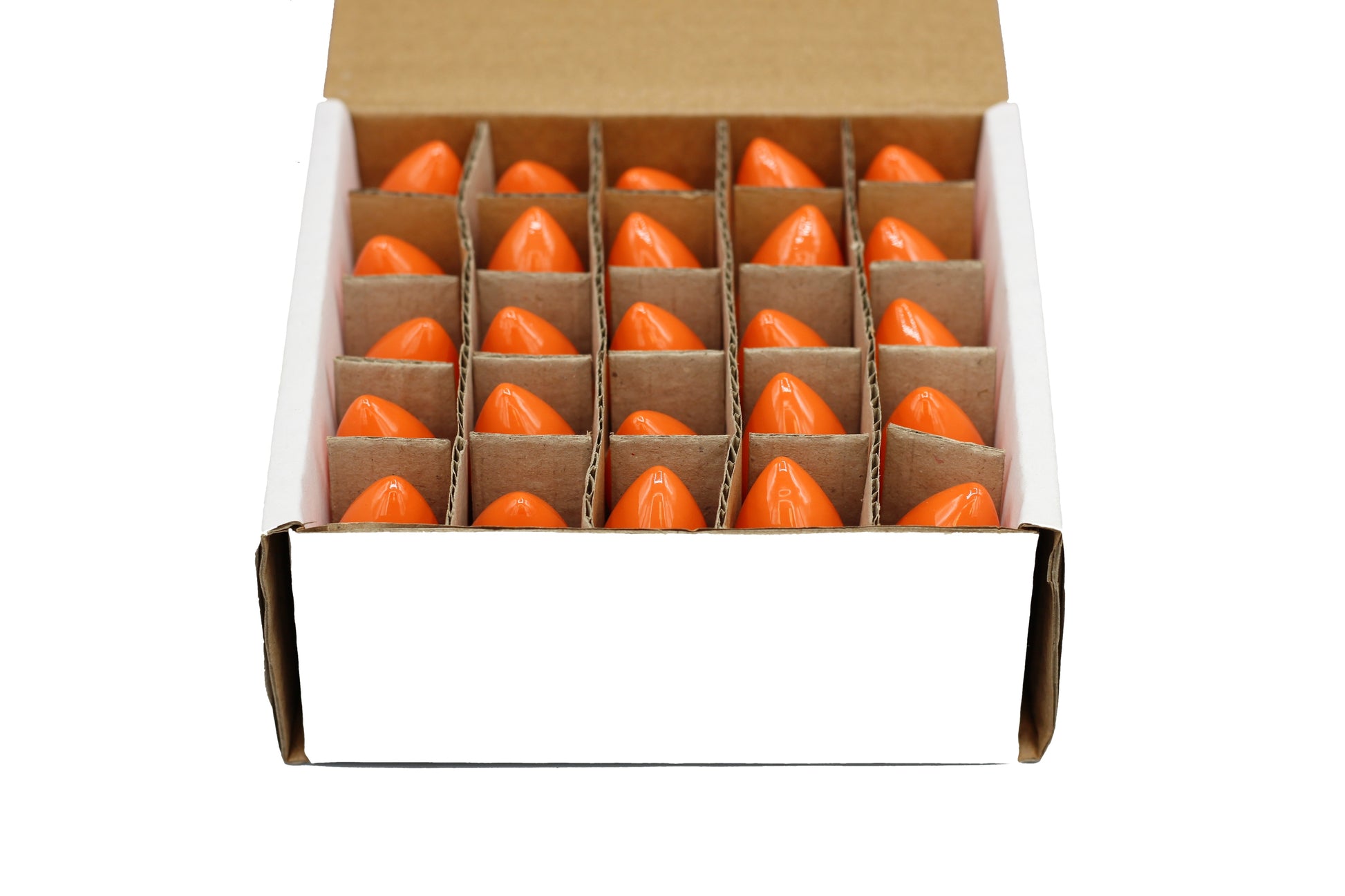 25 Pack C7 LED Orange Replacement Light Bulbs for Christmas Light Strings, 0.7W - side view
