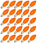 Box of 25 Light Bulbs - C7, Steady Burning - Opaque Orange- 7 Watt, Extended Life, Nickel Plated Candelabra Base - Great for Night Lights, Decorative Lights and Halloween Strings