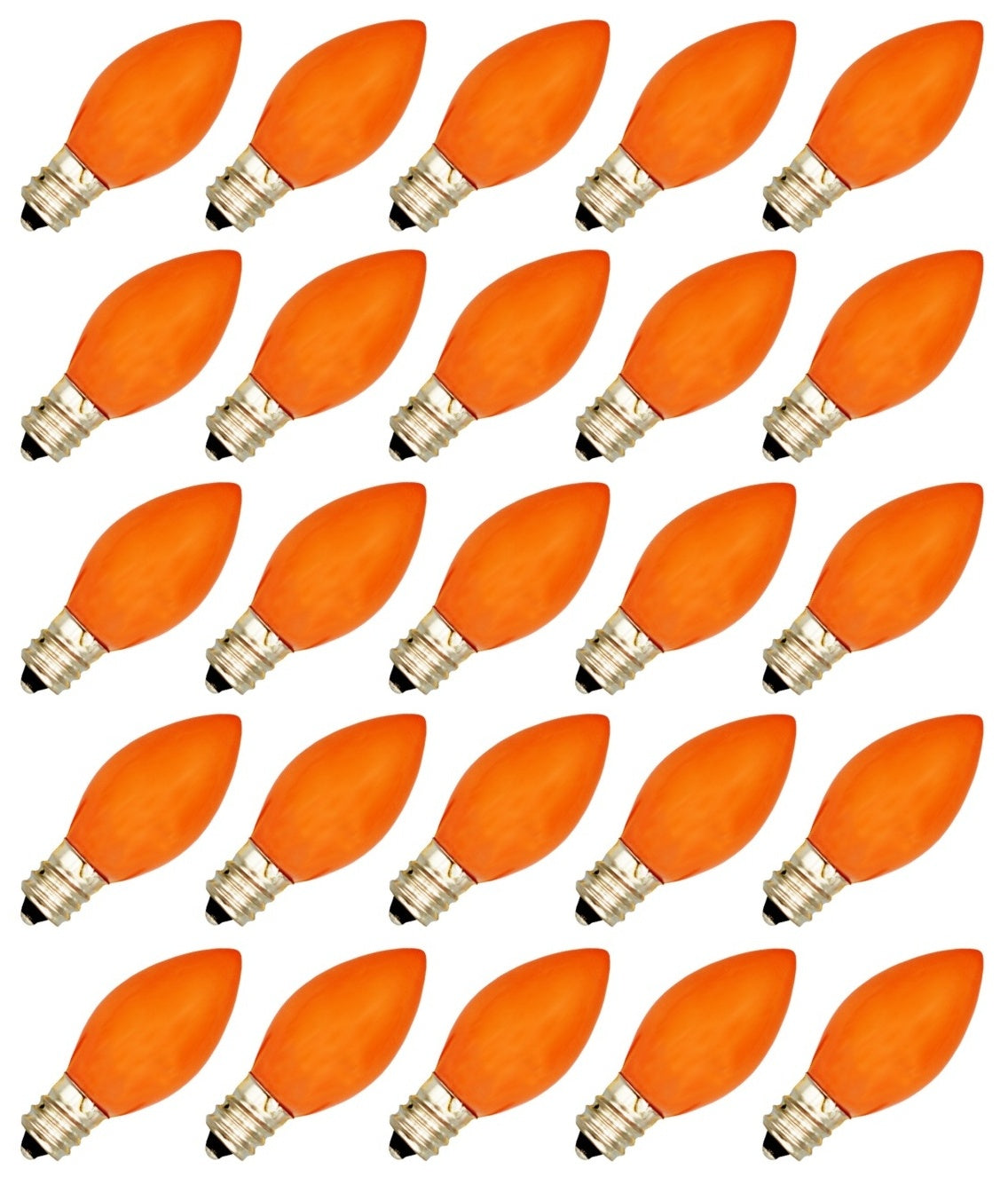 Box of 25 Light Bulbs - C7, Steady Burning - Opaque Orange- 7 Watt, Extended - ceramic, for night light