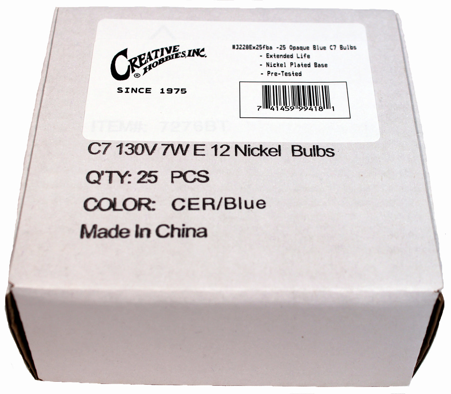 BOX OF 25 NIGHT LIGHT CANDLE LAMP BULBS -7 watt, C7, -OPAQUE BLUE - view 5