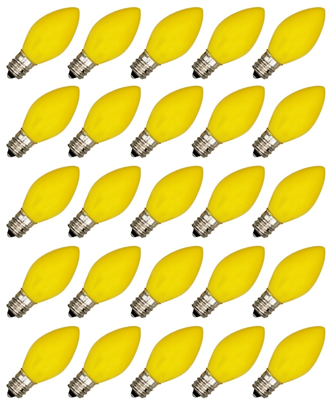 25 Pack C7 LED Yellow Replacement Light Bulbs for Christmas Light Strings, 0.7W