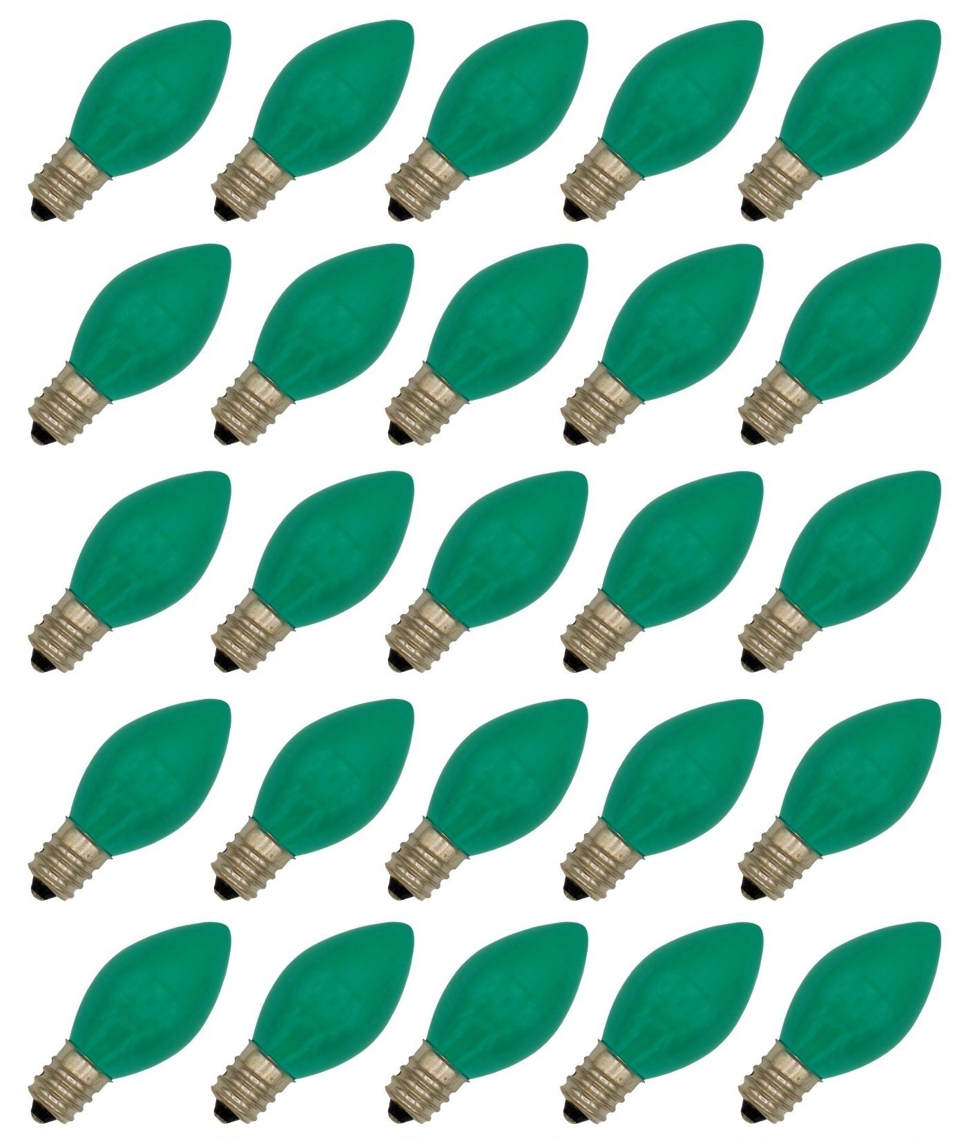 25 Pack C7 LED Green Replacement Light Bulbs for Christmas Light Strings, 0.7W