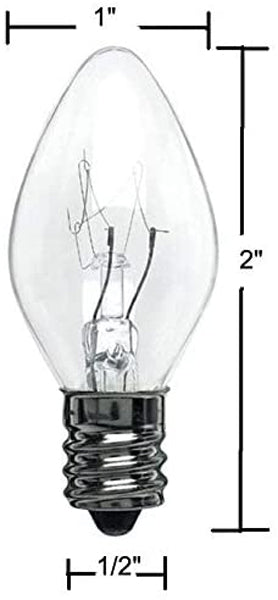 Night Light Bulbs, C7, Clear, Steady Burning, 4 Watt, Candelabra Base E12 - side view