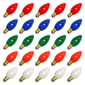 25 Pack C9 Multicolor Christmas Replacement Light Bulbs - Steady Burning - Ceramic Multicolor - 7 Watt, Extended Life, Nickel Plated E17 Base - Great for Christmas Lights, Decorative Lights