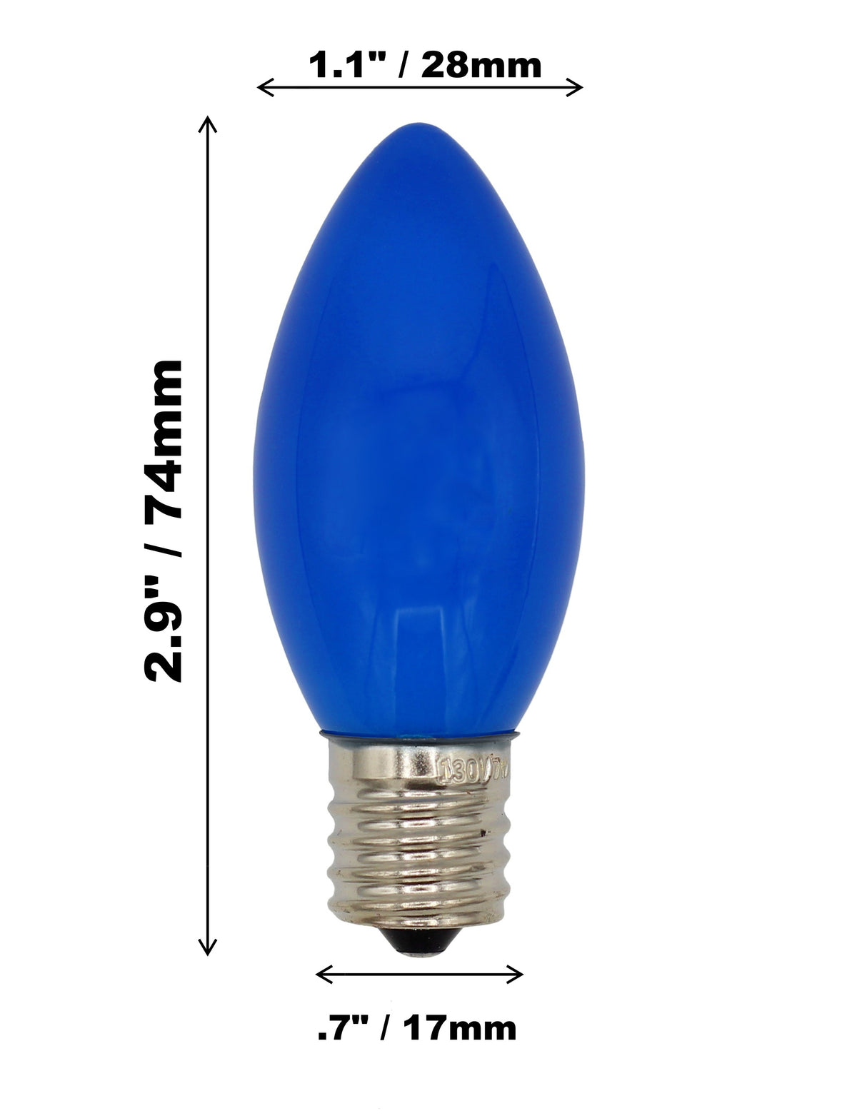25 Pack C9 Multicolor Christmas Replacement Light Bulbs - Steady Burning - - side view