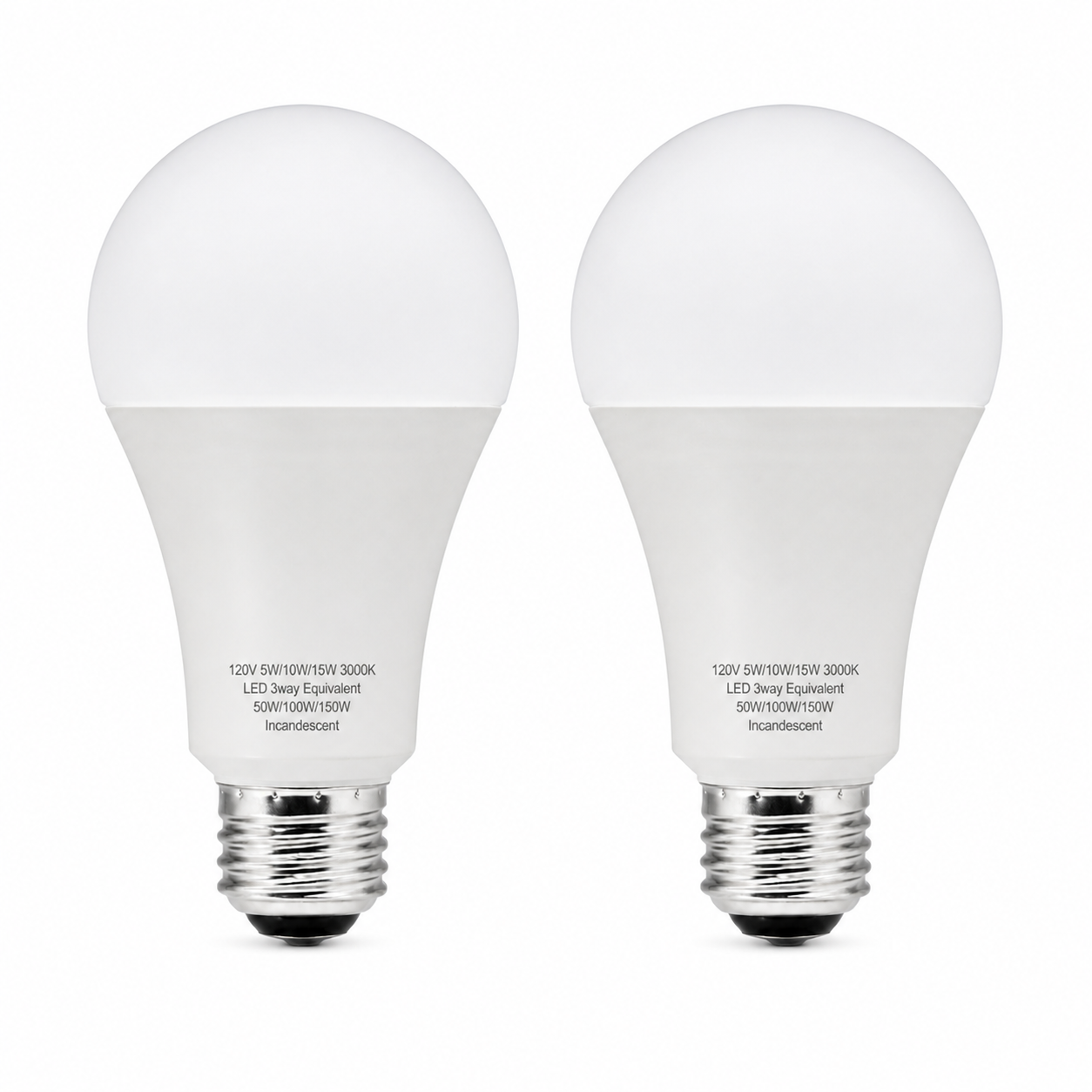 A21 3 Way LED Light Bulbs, 30/70/100W Equivalent - 2 Pack