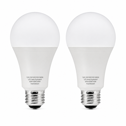 A21 3 Way LED Light Bulbs, 30/70/100W Equivalent - 2 Pack