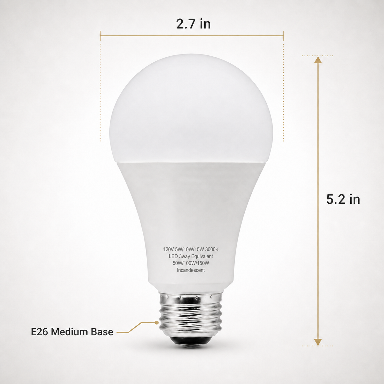 A21 3 Way LED Light Bulbs, 30/70/100W Equivalent - 2 Pack