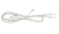 6 Foot White  Lamp Cord With Rotary Switch, Polarized Plug, Stripped Ends Ready for Wiring and Repairing Lamps - UL Listed Safe