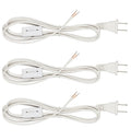 6 Foot White  Lamp Cord With Rotary Switch, Polarized Plug, Stripped Ends Ready for Wiring and Repairing Lamps - UL Listed Safe - 3 pack