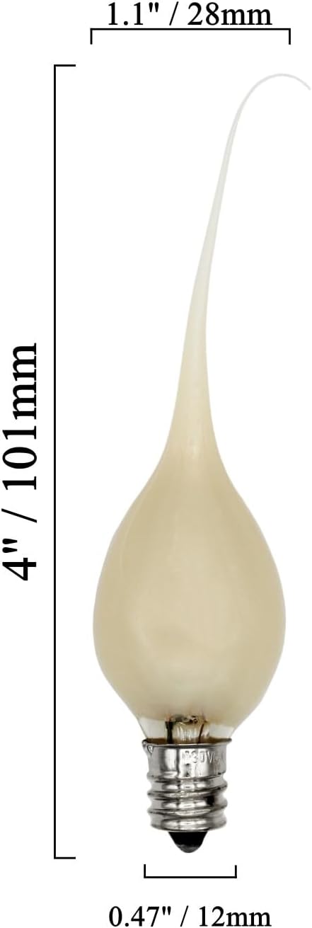 Pearlized Silicone C7 LED Bulbs, Gold Glow, E12 Base, 0.7W – 10 Pack