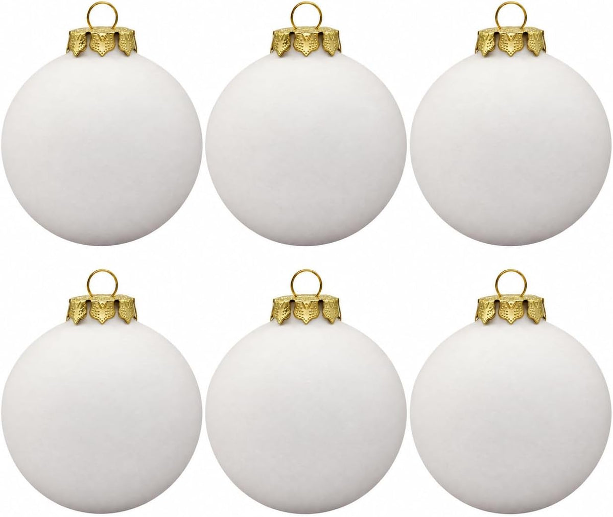 Creative Hobbies set of 6 white ceramic bisque ornament balls with gold hanging caps