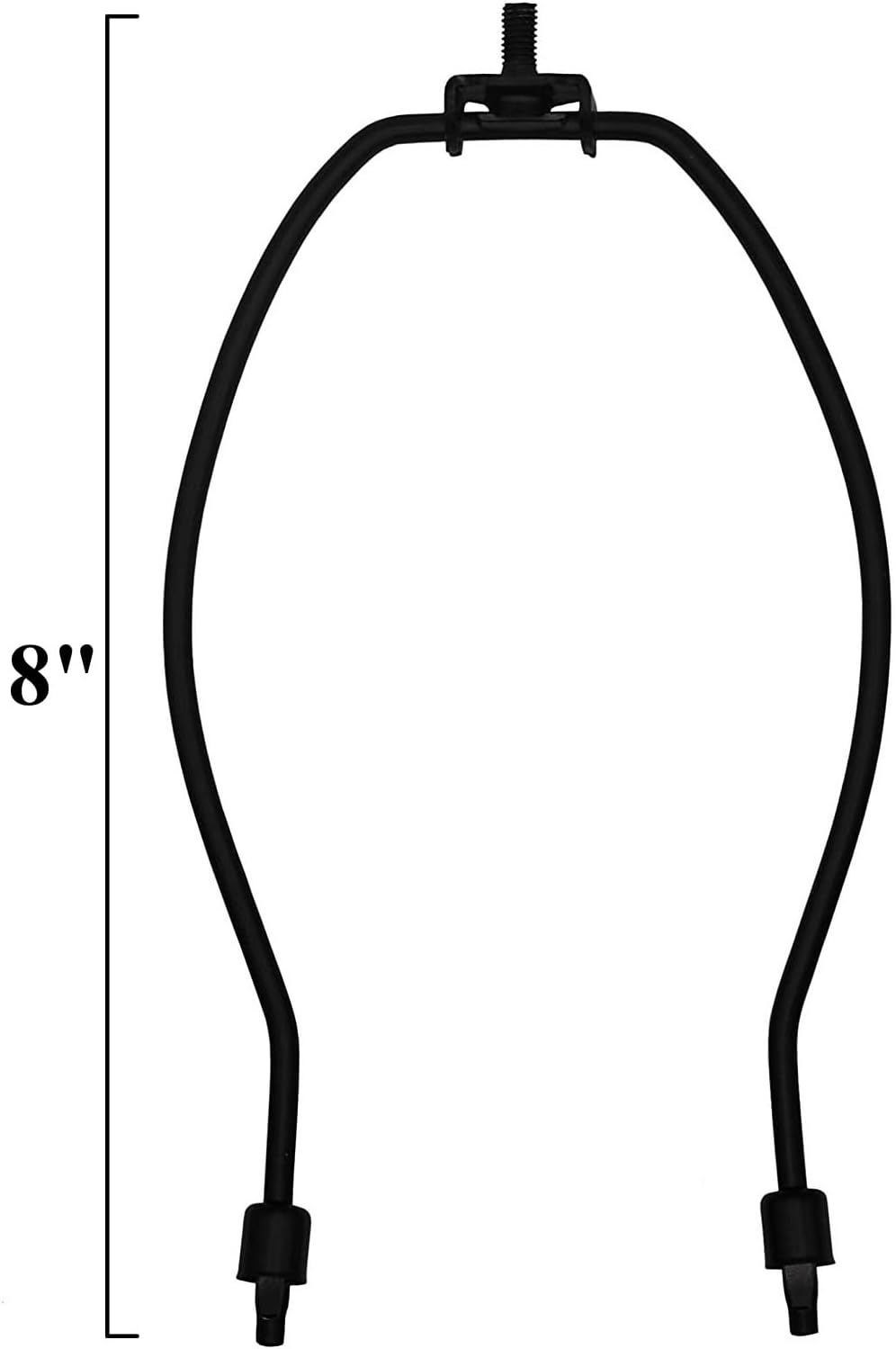 8 Inch Lamp Harp, Finial and Harp Base Set, Black Finish