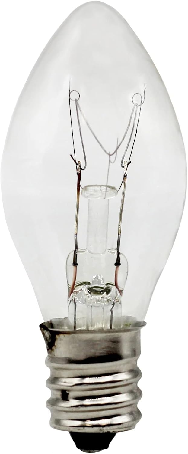 Clear C7 E12 Twinkle Blinking Light Bulbs, 7 Watt, for Night Lights and Christmas Strings - 25 Pack