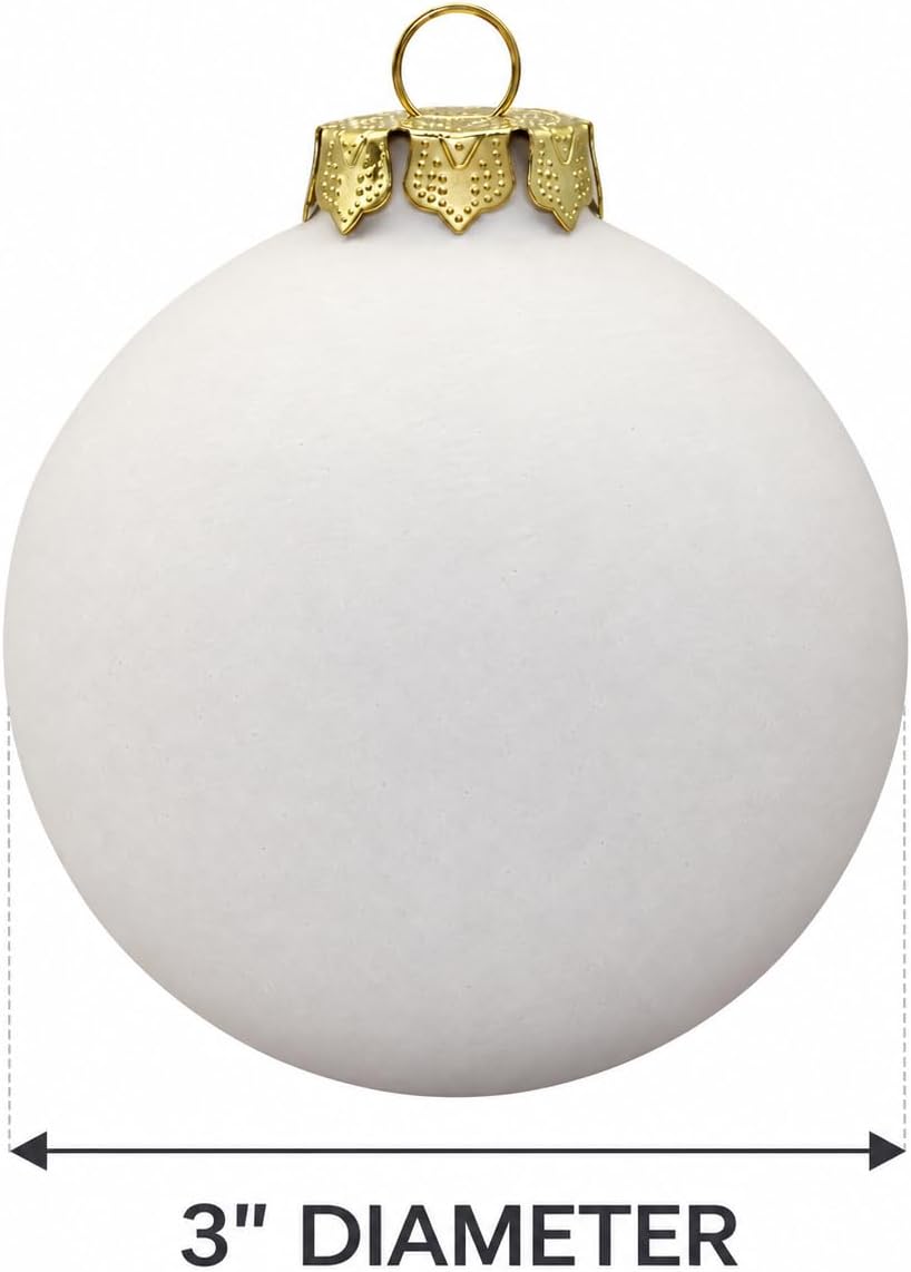 White ceramic bisque ornament ball showing its 3 inch diameter