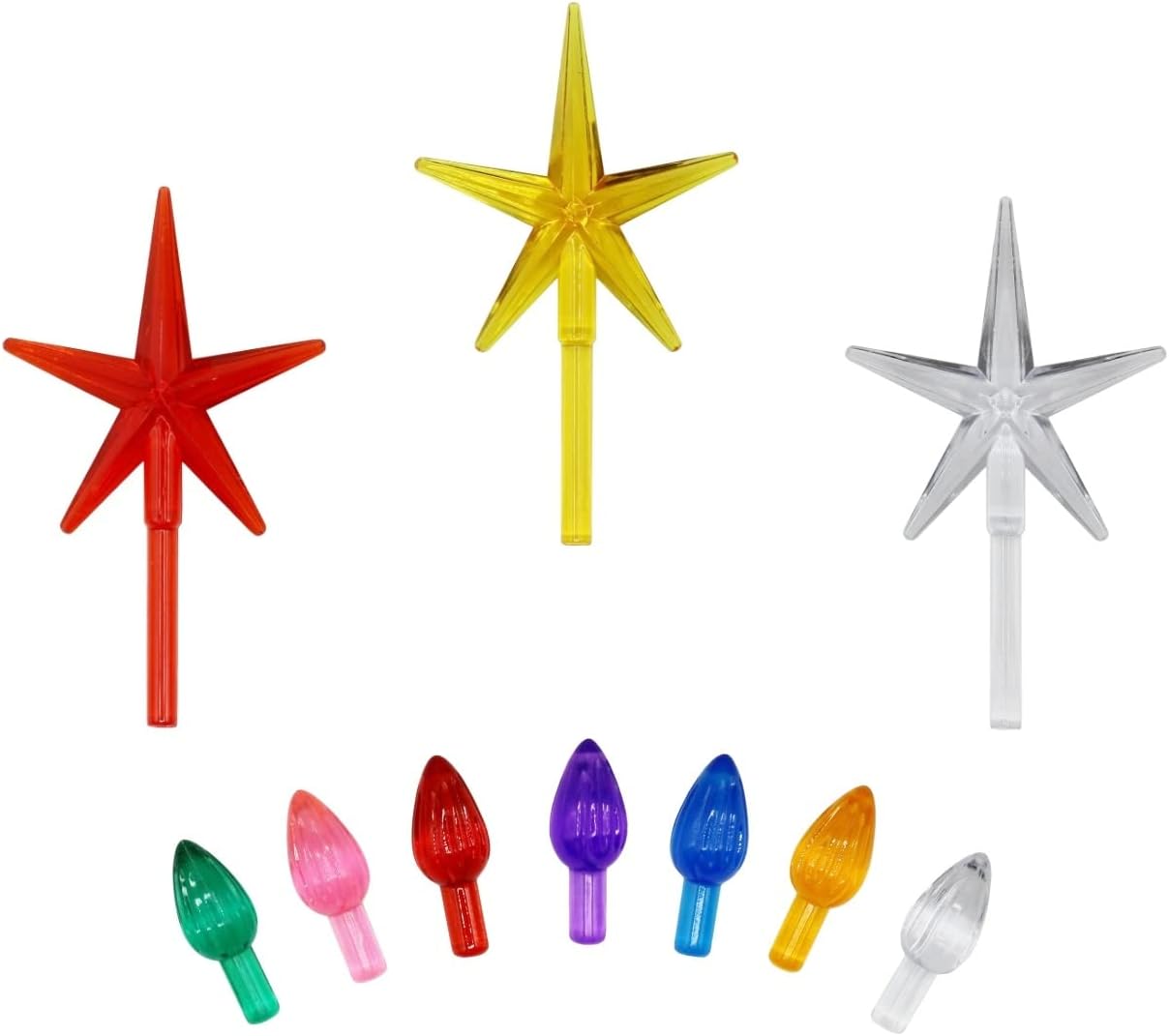 Multicolor Ceramic Christmas Tree Replacement Lights, 100 Twists and 3 Topper Stars