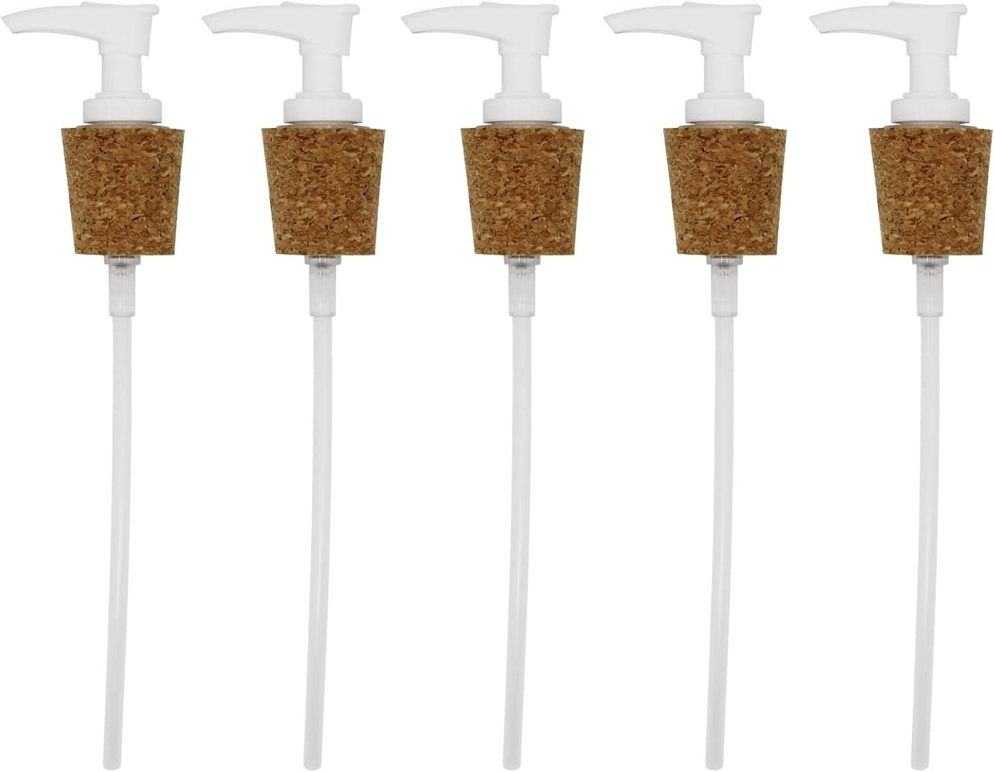 White Lotion Soap Dispenser Pump Has Cork Stopper For Easy Press-In Fit (Pkg/5)