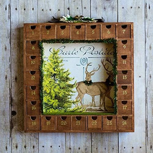 13 Inch Christmas Advent Calendar Shadow Box - Pre Assembled with Removable Drawers - Unfinished Wood Ready to Decorate and Personalize - for DIY, Gifts & Crafts
