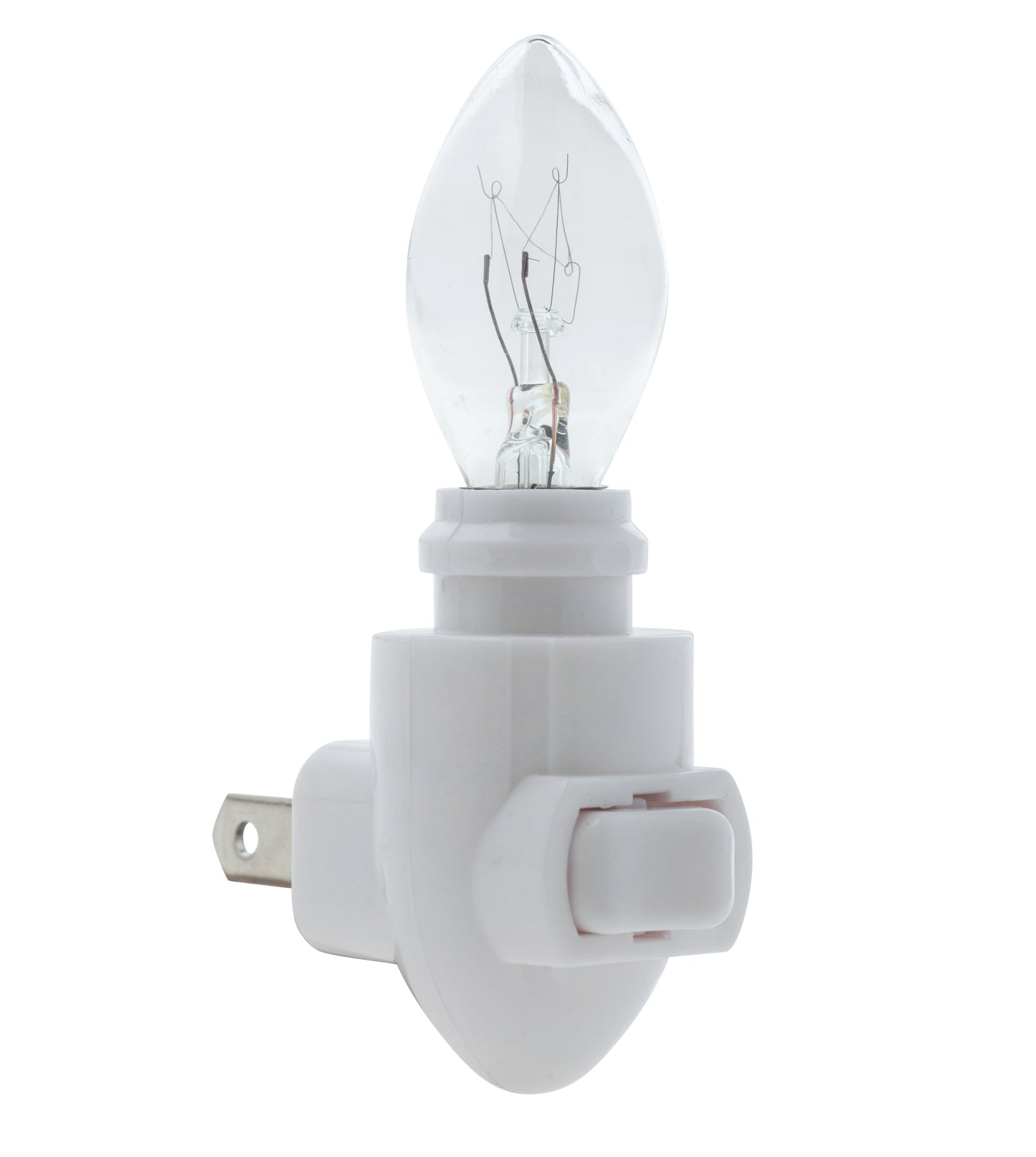 Plug In Night Light Module Includes 4 Watt Bulb, White Plastic, Great for - side view