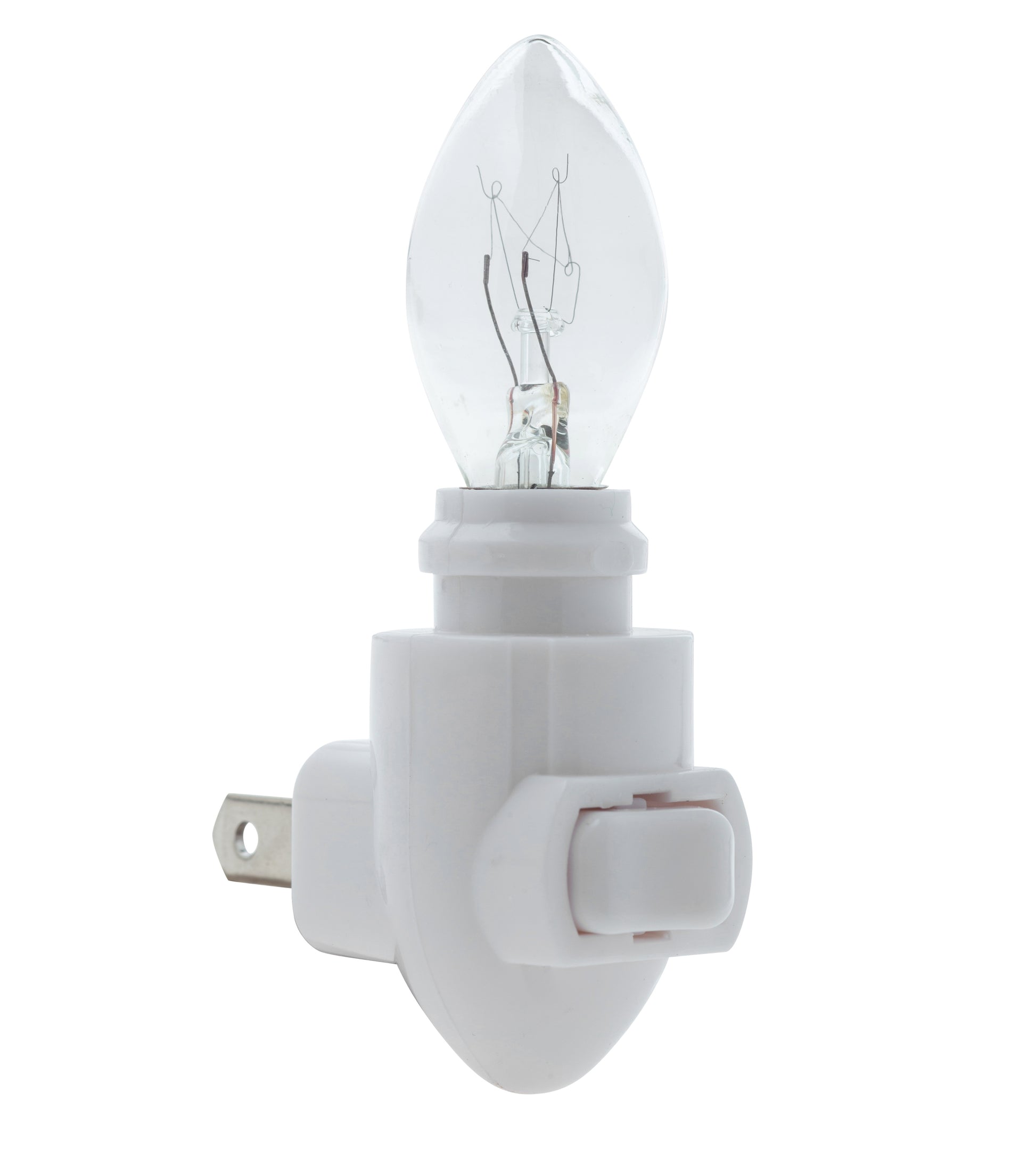 Plug In Night Light Module Includes 4 Watt Bulb, White Plastic, Great for - side view