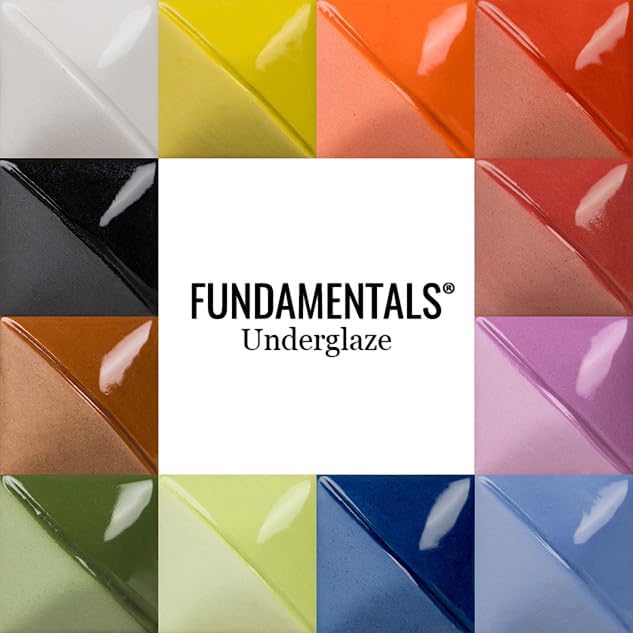 Set of 10 Mayco Fundamentals Ceramic Underglaze Paints, 4 oz Jars, Assorted Colors for Clay, Greenware & Bisque