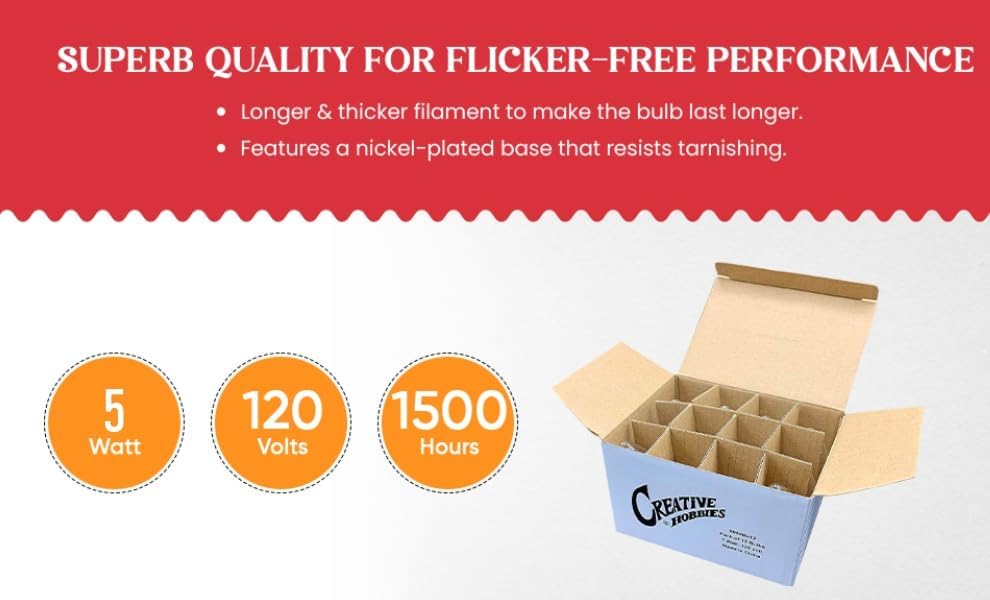 Clear 5 Watt E12 Candelabra Bulbs for Window Candles and Chandeliers - 12 Pack