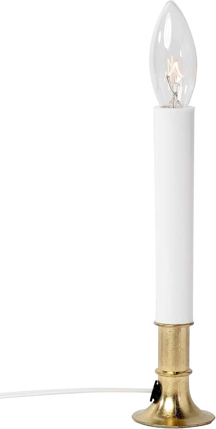 Electric Sensor Window Candle w/Brass Plated Base, Dusk to Dawn Sensor Turns Candle on in Dark and Off in Light, Ready to Use! | 24 Pack