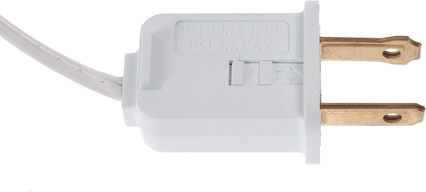 White Clip In Lamp Cord with Switch and 5 Watt Bulb for Villages, Pumpkins and Salt Lamps - 6 Foot