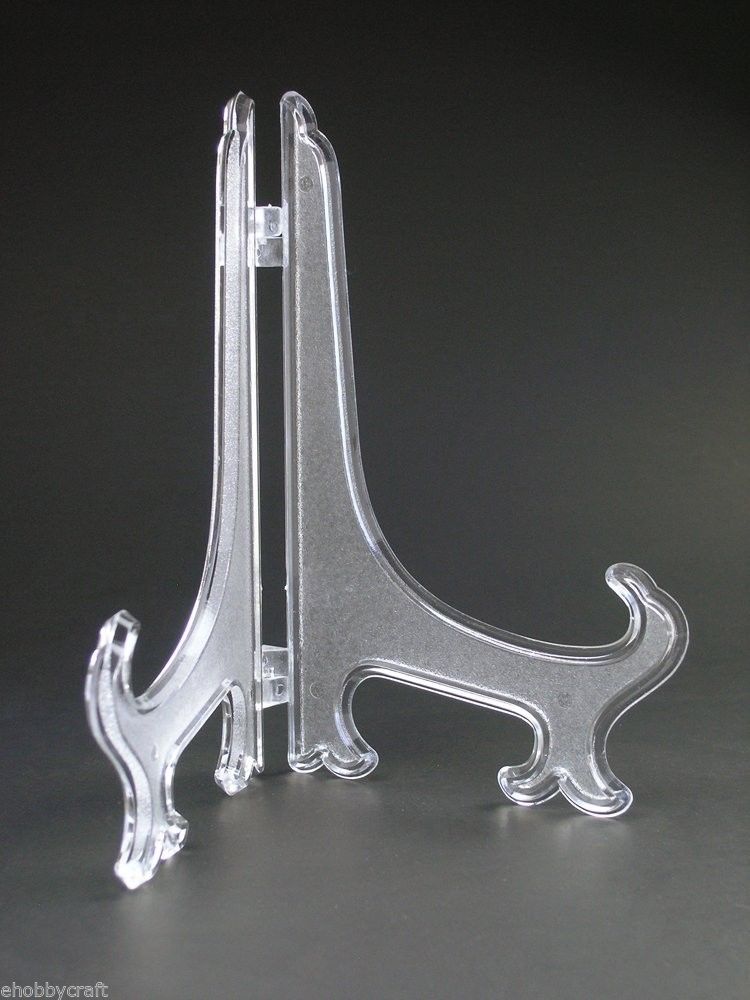 6.5" Clear Frost Plastic Plate Display Easel Stand Holders -Wholesale Case of