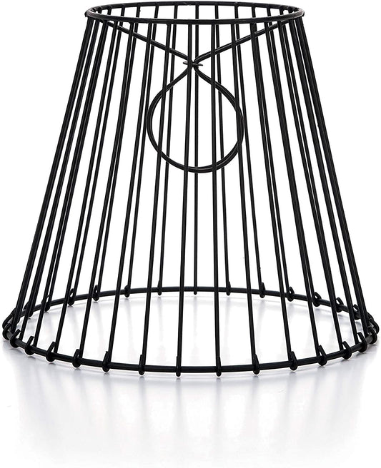 Clip-On Lamp Shade, Black 8” x 7” x 4.5” - Modern Wire Lampshade for Home, - metal