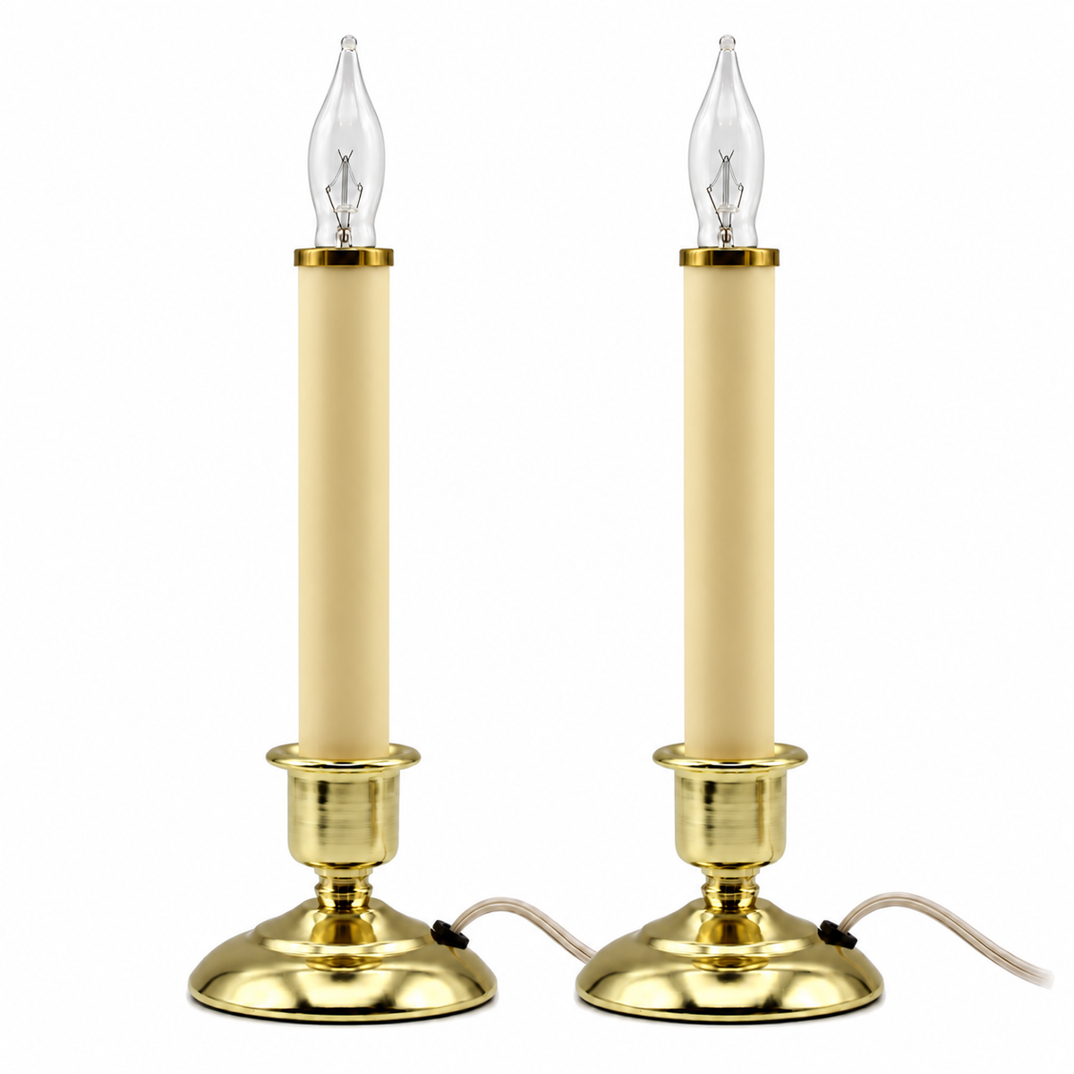 Creative Hobbies 9.5 Inch Plug In Window Candles, Gold Base, 2 Pack