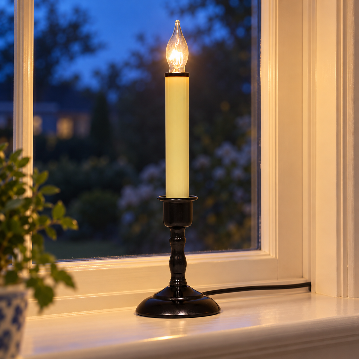 Creative Hobbies 11 Inch Plug In Window Candles, Black Base, 2 Pack