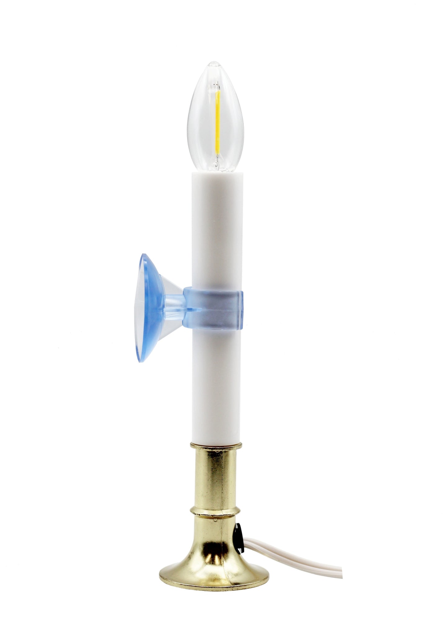 Electric Window Candle Lamp with LED Bulb, On/Off Switch, Brass Plated Base, - detail
