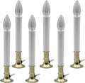 Pack of 6 Electric Window Candle with On/Off Switch, Light Bulb, Brass Plated Base, Ready to Use