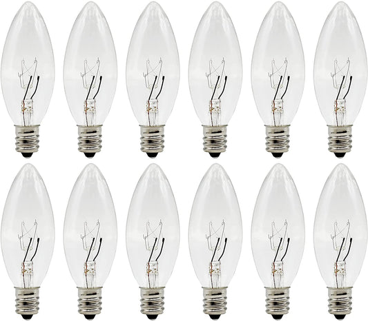 Light Bulbs for Electric Candles, Chandeliers & More ~7 Watt,  120 volt, Clear - for night light