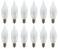 Replacement Light Bulbs for Electric Candle Lamps, Flame Tip Bulbs For Window Candles, Chandeliers - 7 Watt - 120 volt - E12 Candelabra, Clear, Steady Burning bulb - Pack of 12