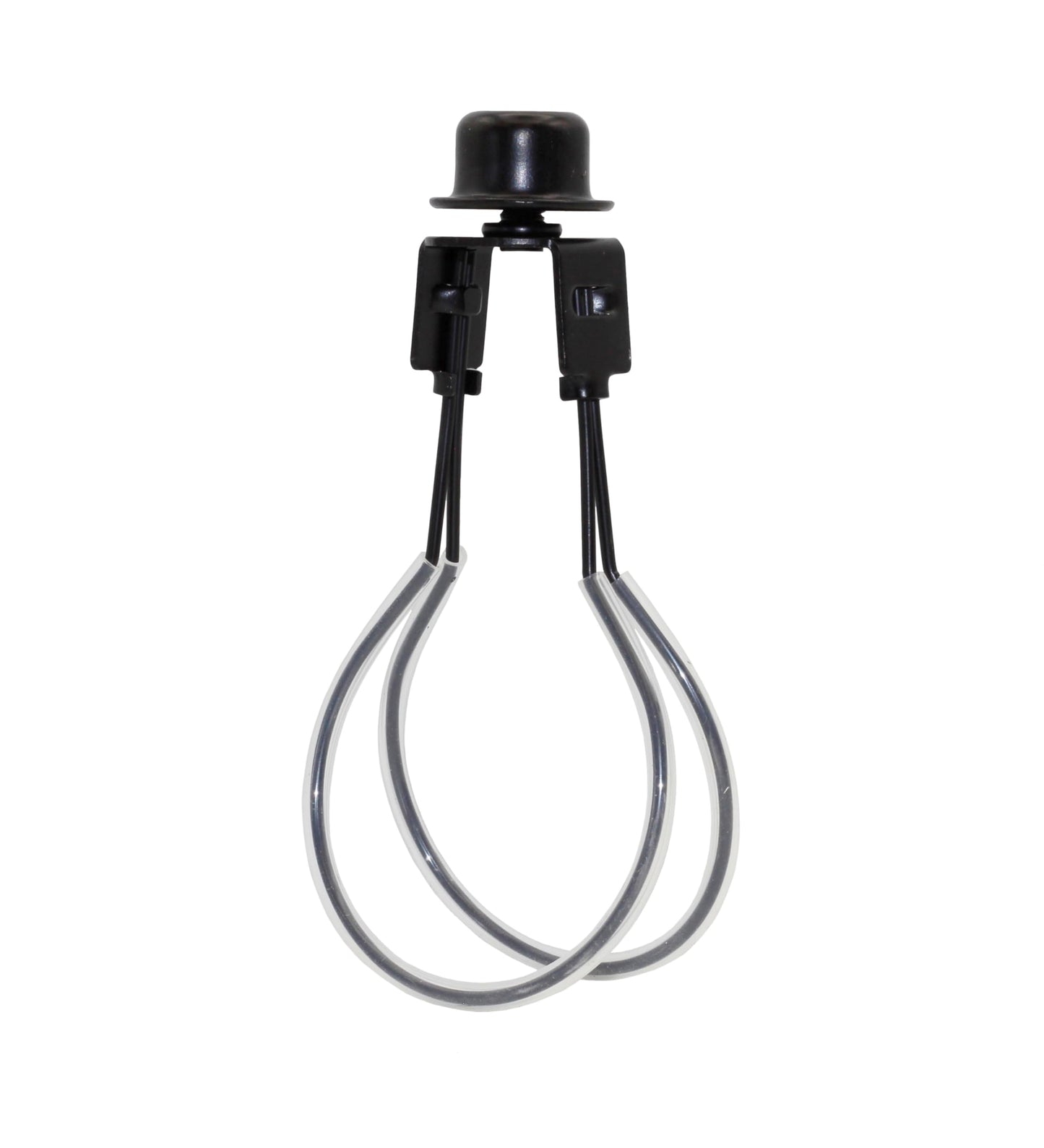 Black lamp shade clip adapter with silicone sleeves and matching finial