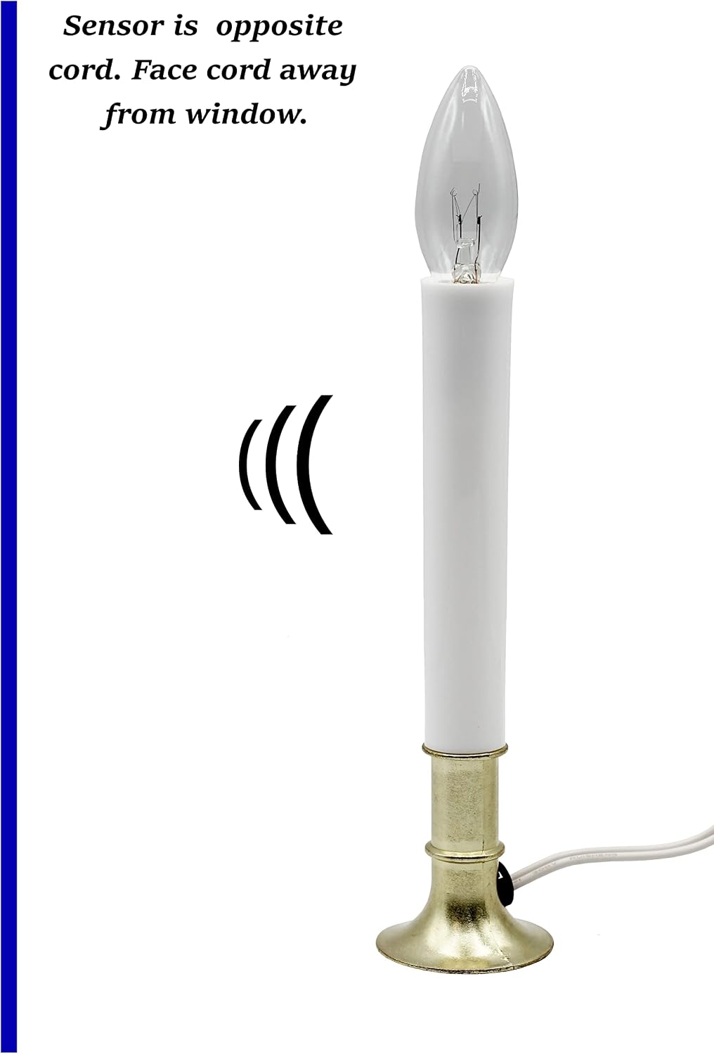 Electric Sensor Window Candle w/Brass Plated Base, Dusk to Dawn Sensor Turns Candle on in Dark and Off in Light, Ready to Use! | 24 Pack