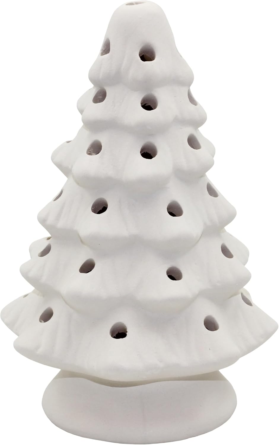 Unfinished BIS 2005 ceramic Christmas tree and base showing the ready-to-paint surface and light openings