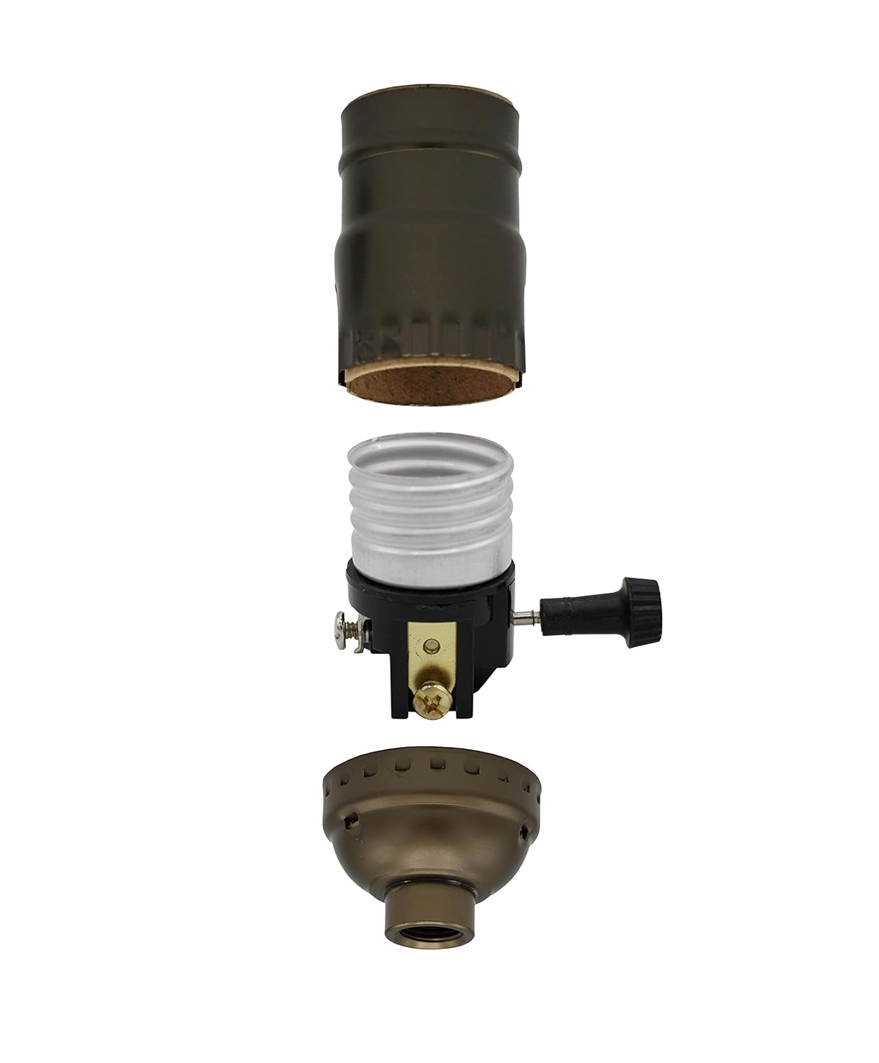 Make a Lamp or Repair Kit - All Essential Hardware, 3 Way Socket, and Matching Electric Cord (Antique)