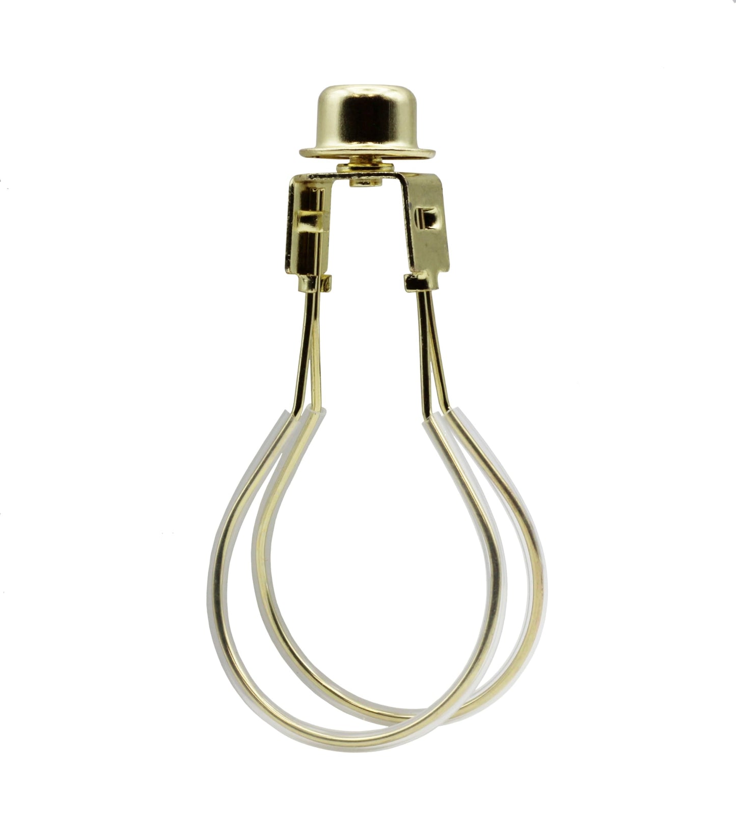 Gold lamp shade clip adapter with silicone sleeves and matching finial